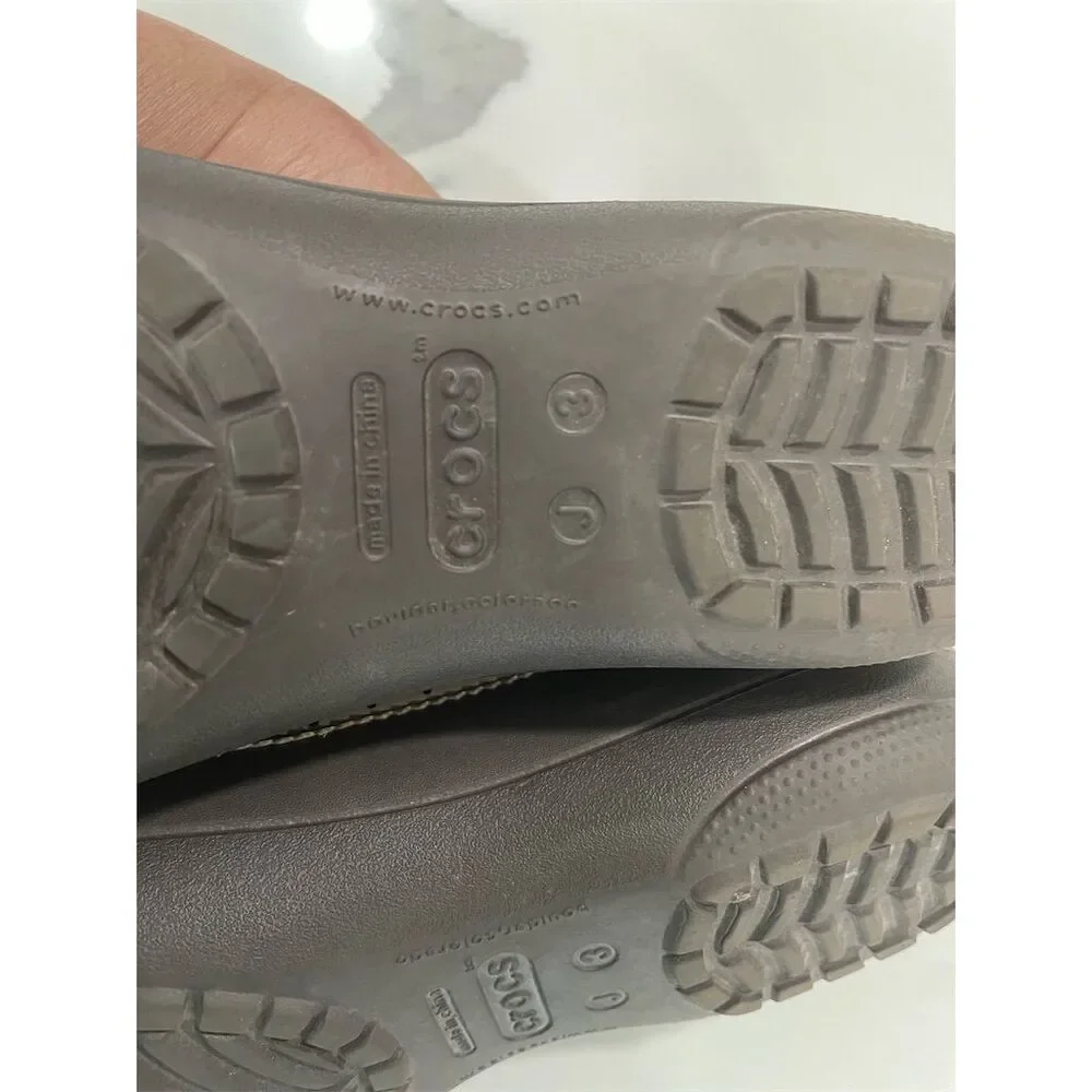 Crocs Girls‎ Youth Penny Loafer Flats Brown Size 3 Closed Toe Slip On